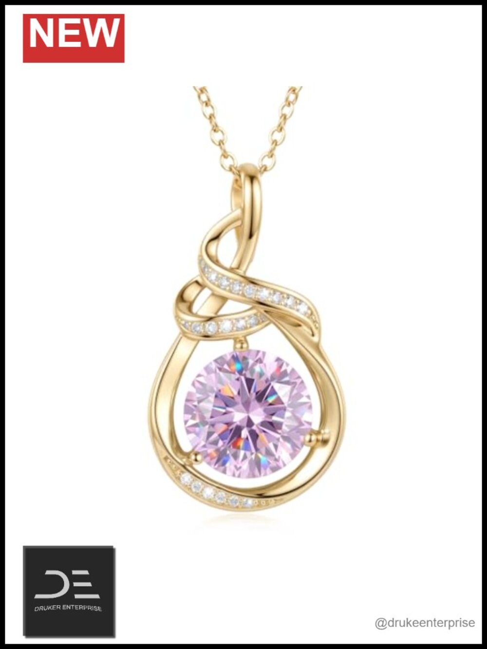 14k Gold Plated Teardrop Birthstone Infinity Necklace Pendant for Women 18"+2"